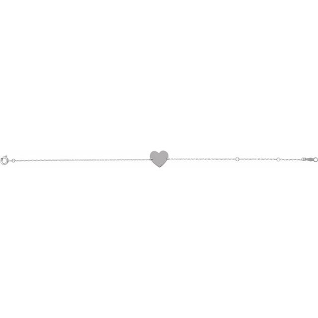 Sterling Silver Engravable Heart 7-8