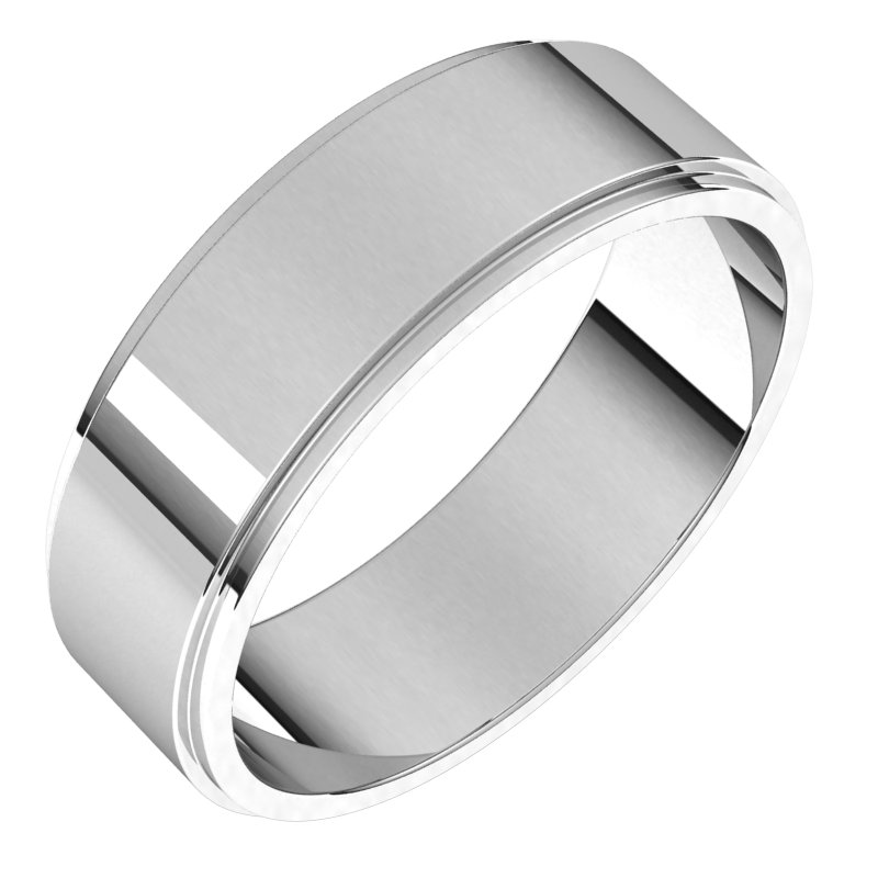 14K White 6 mm Flat Edge Band Size 12