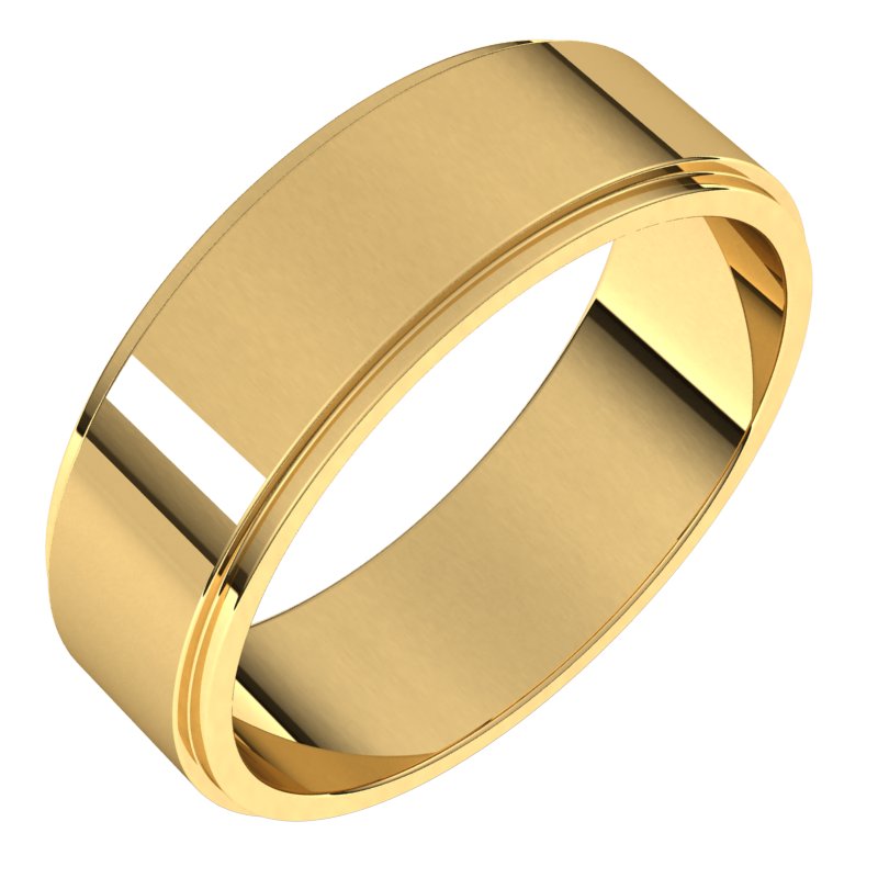 14K Yellow 6 mm Flat Edge Band Size 9.5