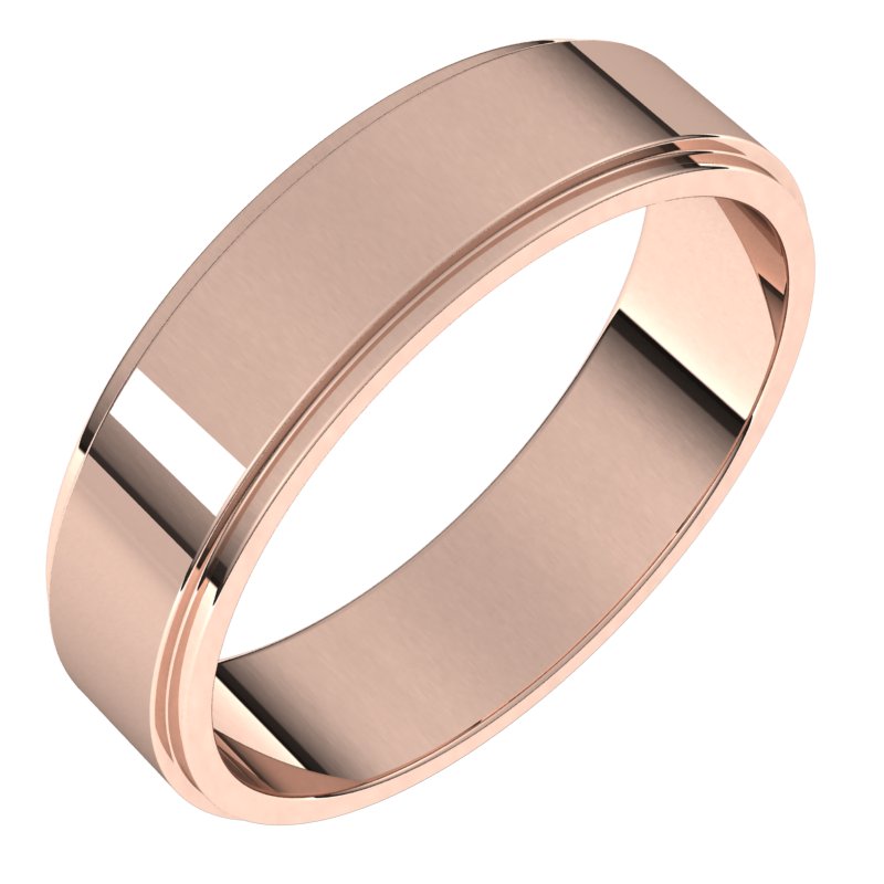 14K Rose 5 mm Flat Edge Band Size 10