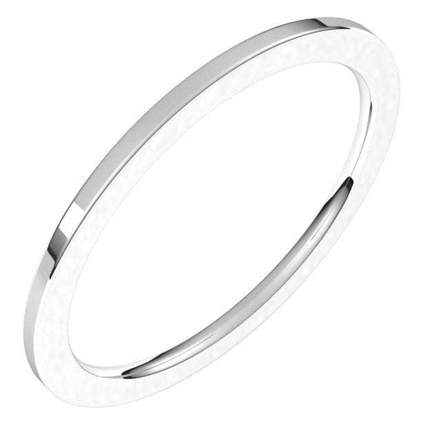 14K White 1 mm Flat Comfort Fit Band Size 4