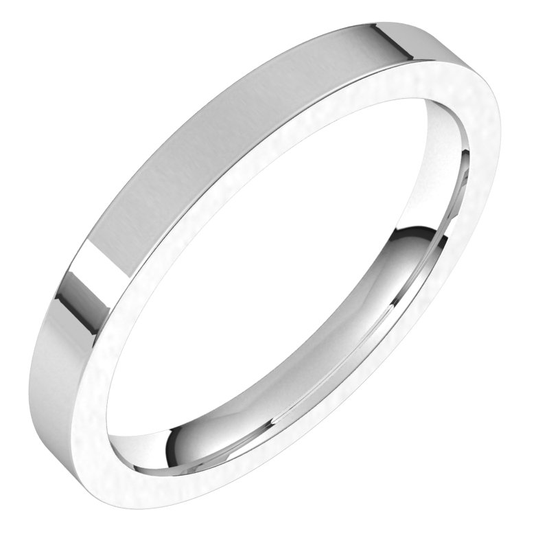 14K White 2.5 mm Flat Comfort Fit Band Size 11