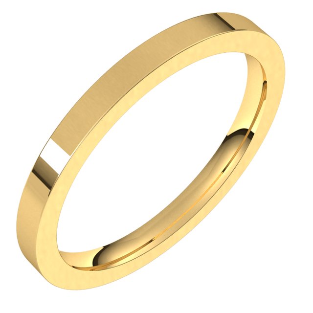 18K Yellow 2 mm Flat Comfort Fit Band Size 6