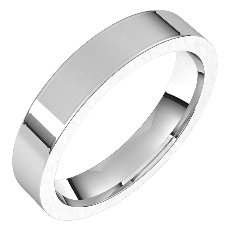 14K White 4 mm Flat Comfort Fit Band Size 10