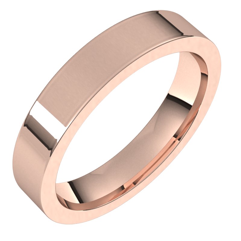 18K Rose 4 mm Flat Comfort Fit Band Size 10