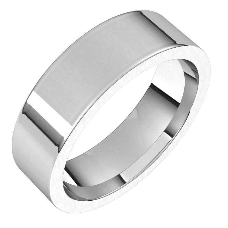 14K White 6 mm Flat Comfort Fit Band Size 8.5