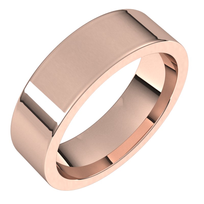 18K Rose 6 mm Flat Comfort Fit Band Size 8.5