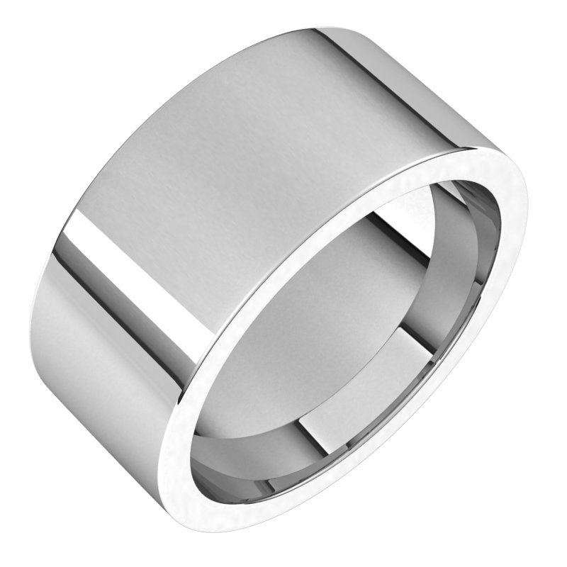 14K White 9 mm Flat Comfort-Fit Band