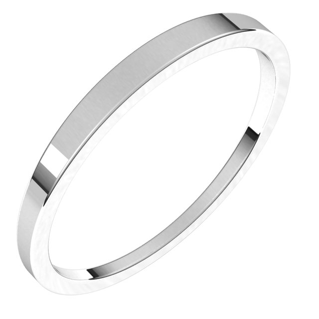 14K White 2 mm Flat Tapered Band Size 5