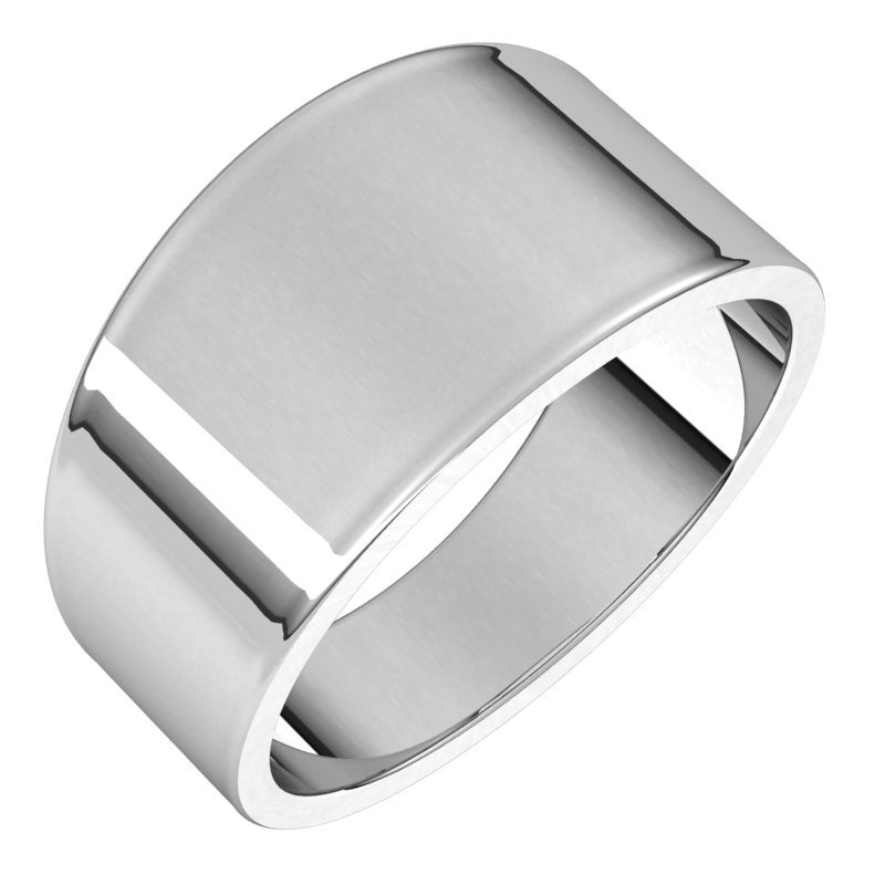 14K White 10 mm Flat Tapered Band Size 8
