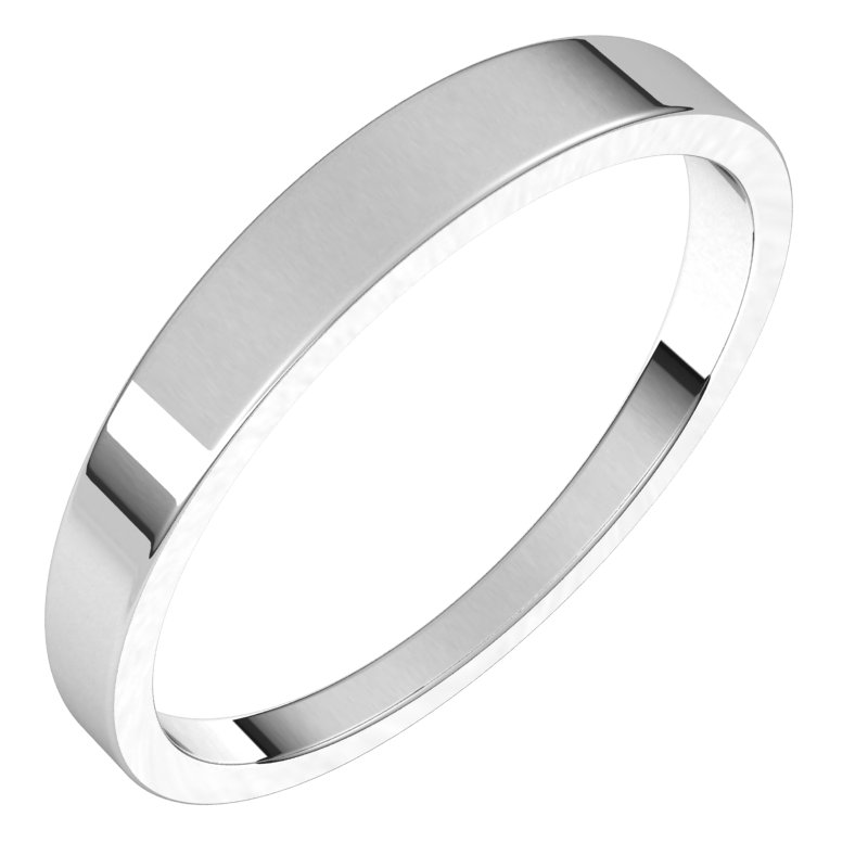 14K White 3 mm Flat Tapered Band Size 10