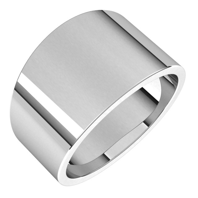 14K White 12 mm Flat Tapered Band Size 12