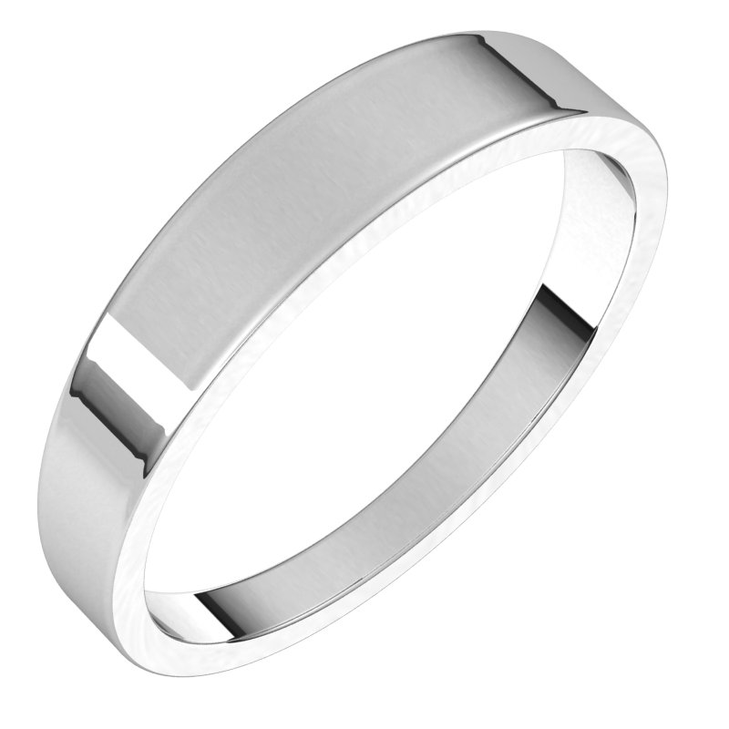 14K White 4 mm Flat Tapered Band Size 9