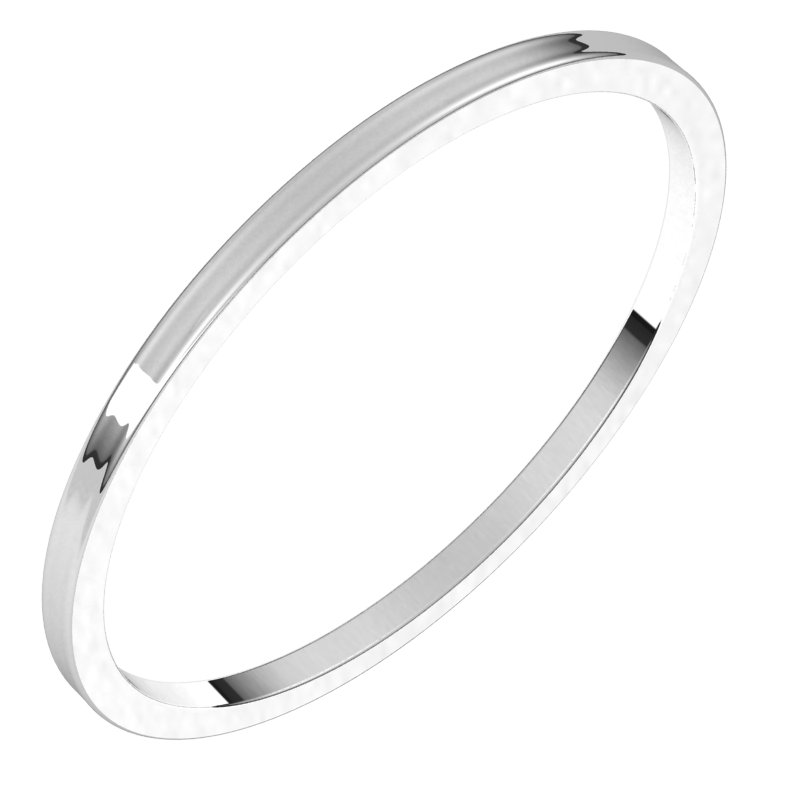 18K White 1 mm Flat Ultra Light Band Size 10.5 Ref 15186095