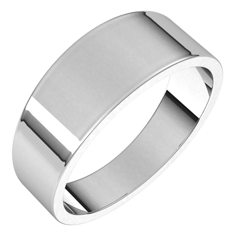 14K White 7 mm Flat Tapered Band Size 10