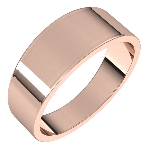 14K Rose 7 mm Flat Tapered Band Size 8