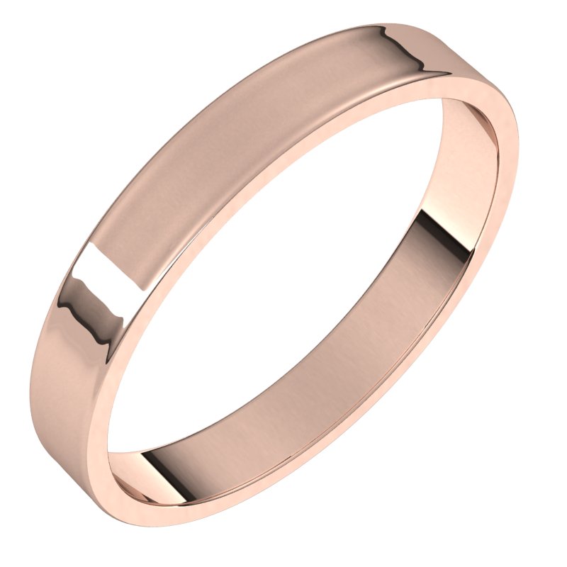 14K Rose 3 mm Flat Ultra-Light Band Size 8.5