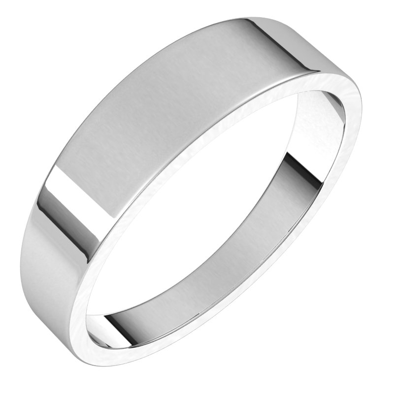 14K White 5 mm Flat Tapered Band Size 8