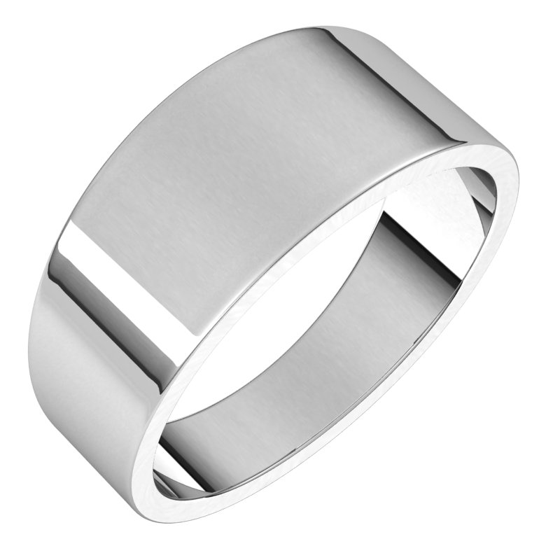 14K White 8 mm Flat Tapered Band Size 10
