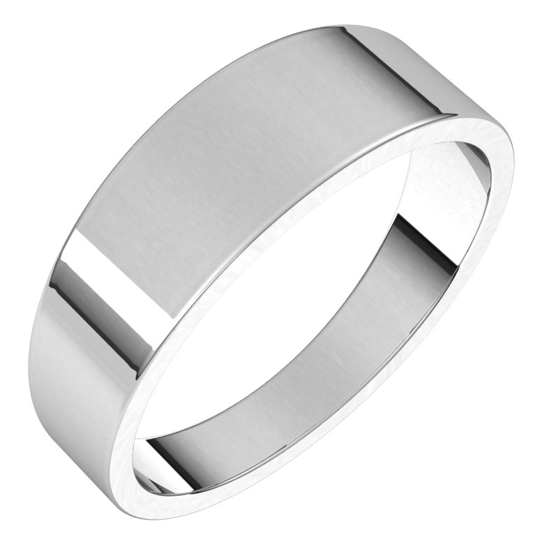 14K White 6 mm Flat Tapered Band Size 10.5