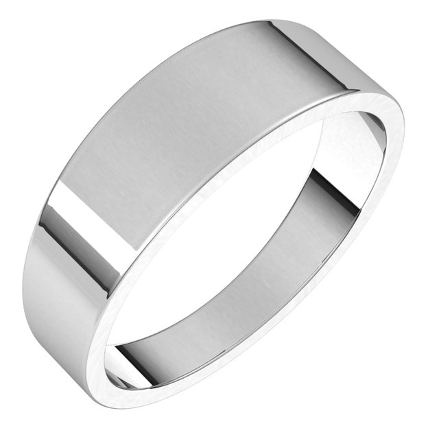 14K White 6 mm Flat Tapered Band Size 9