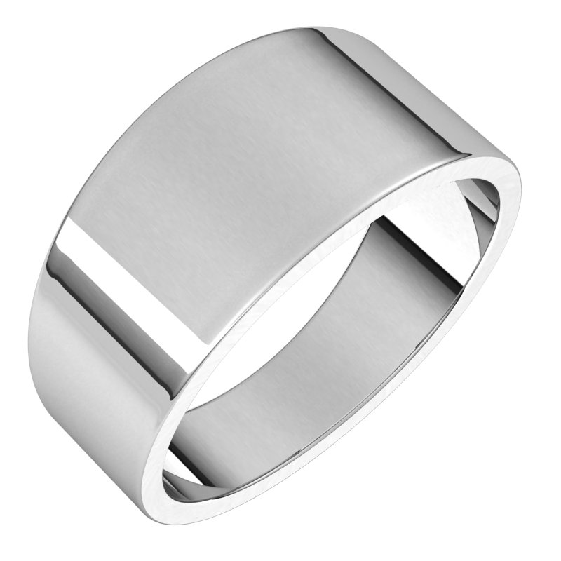 14K White 9 mm Flat Tapered Band Size 10