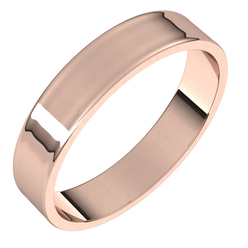 18K Rose 4 mm Flat Ultra-Light Band Size 9.5