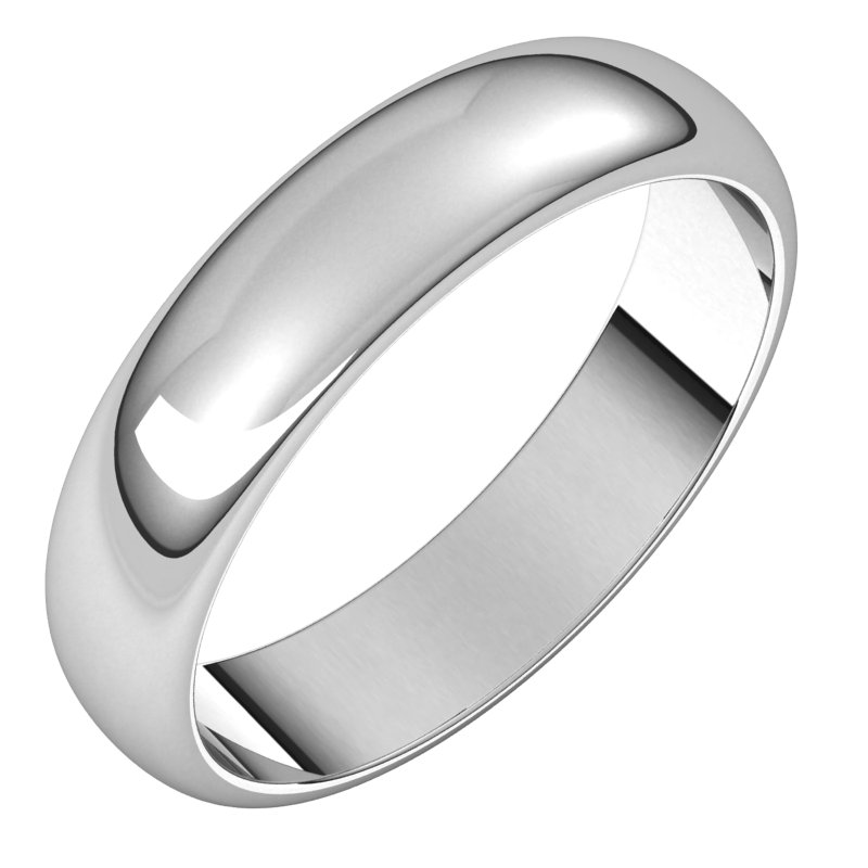 14K White 4.5 mm Half Round Band Size 8