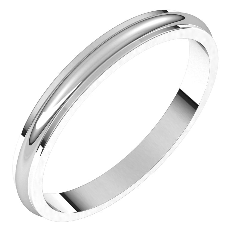 14K White 2.5 mm Half Round Edge Band Size 10