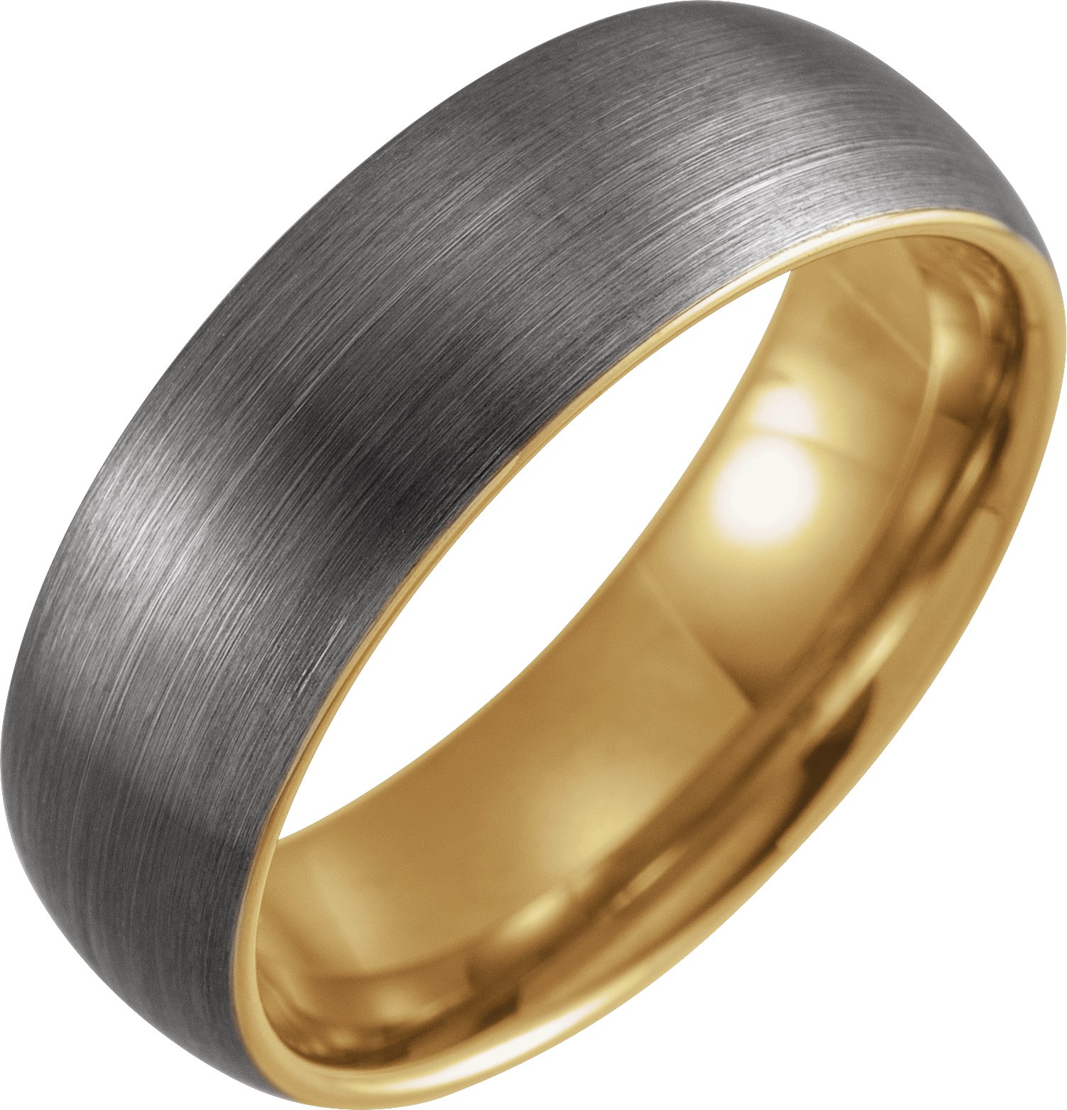 18K Yellow Gold PVD Tungsten 8 mm Half Round Satin Band Size 12