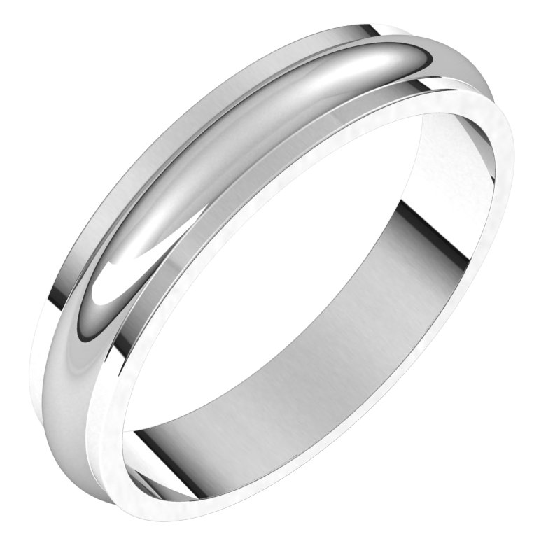 14K White 4 mm Half Round Edge Band Size 11.5