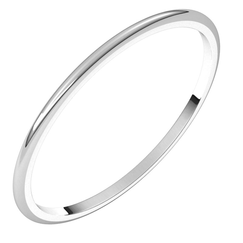 14K White 1 mm Half Round Light Band Size 9.5 Ref 12071722