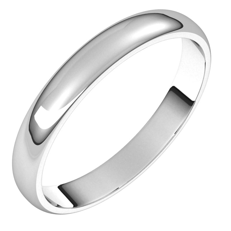 Sterling Silver 3 mm Half Round Light Band Size 9 Ref 14992274