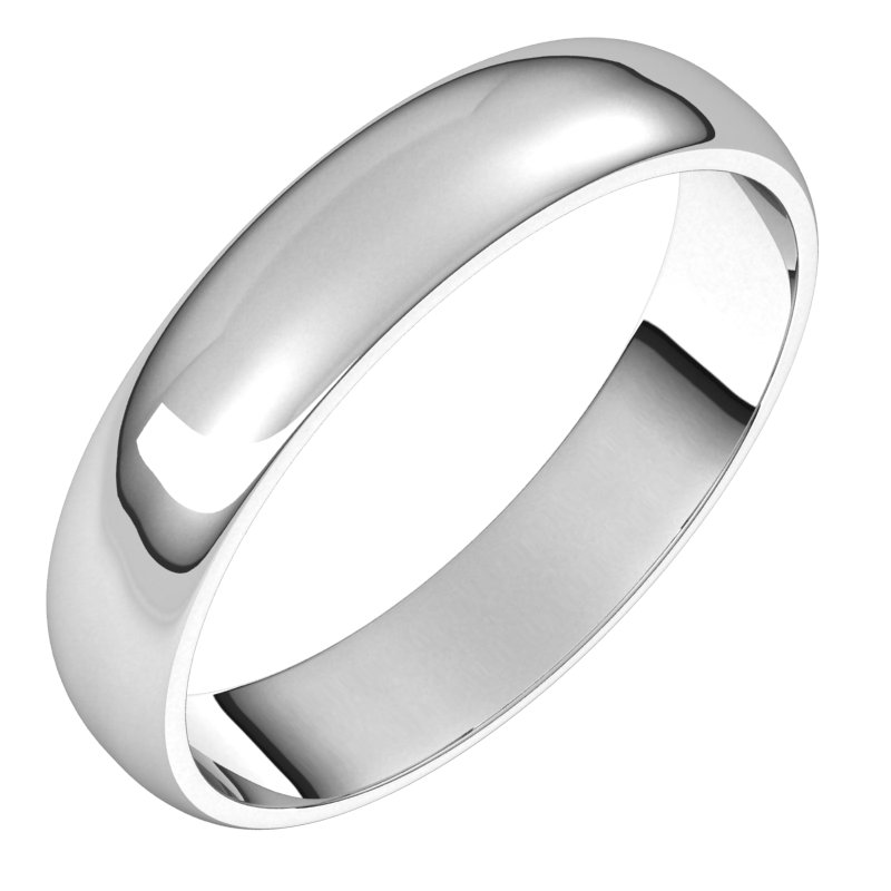 Platinum 4 mm Half Round Light Band Size 11