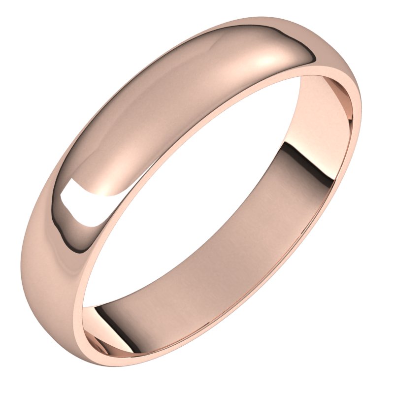 14K Rose 4 mm Half Round Light Band Size 9