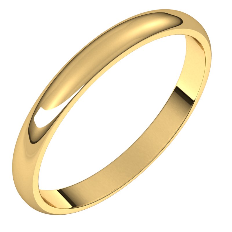 14K Yellow 2.5 mm Half Round Light Band Size 8