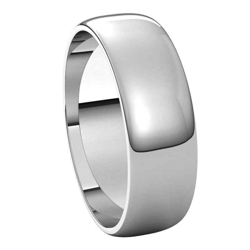 Platinum 6 mm Half Round Light Band Size 8