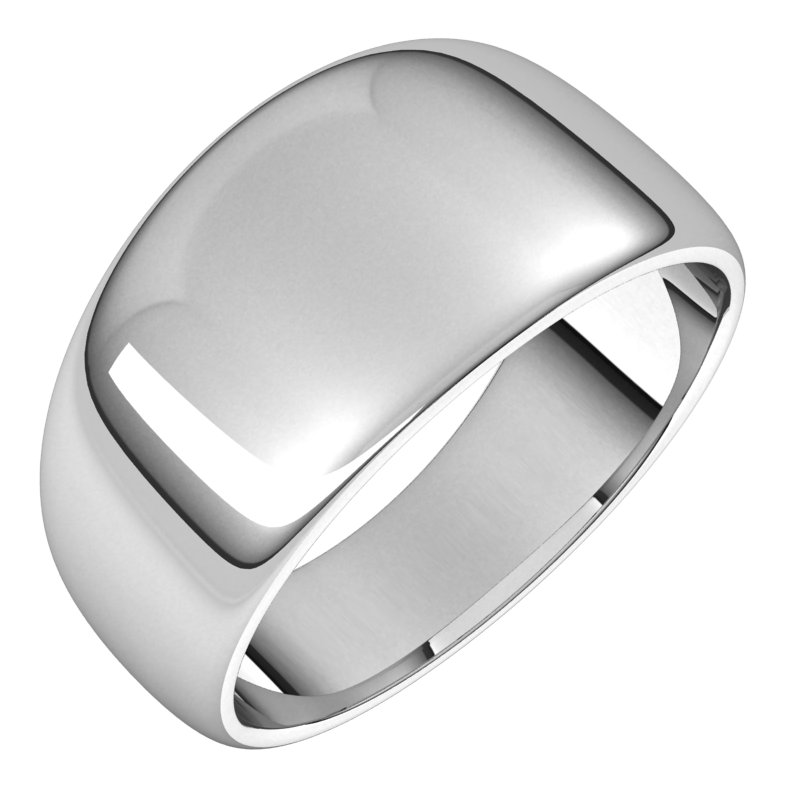 14K White 10 mm Half Round Tapered Band Size 8