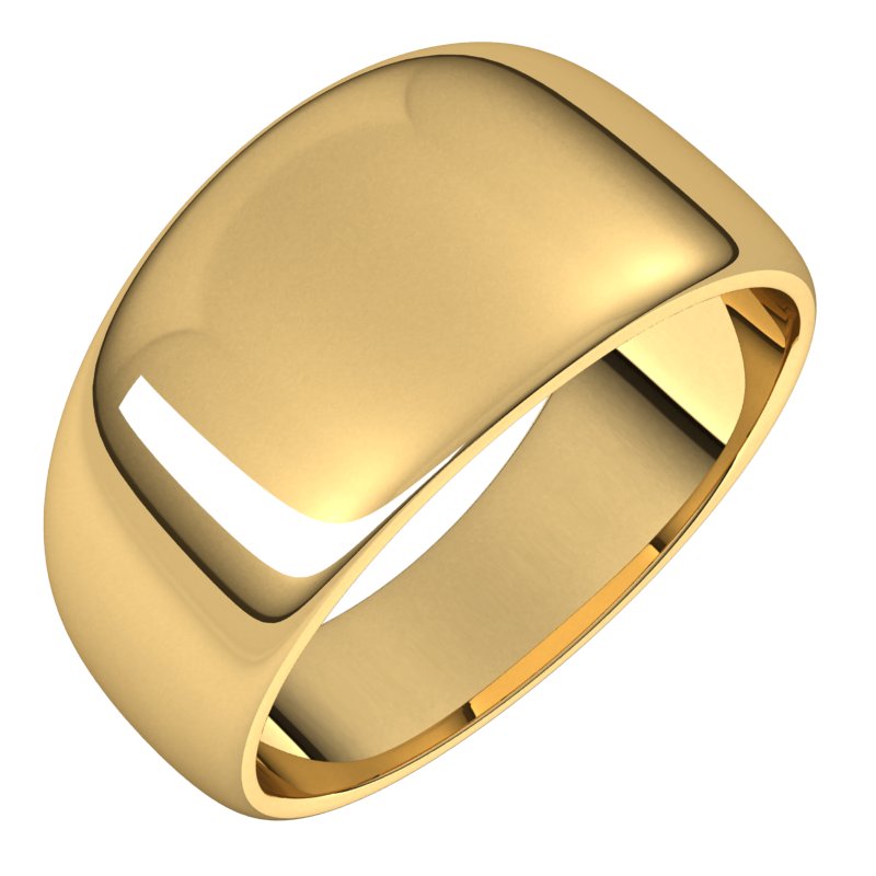 14K Yellow 10 mm Half Round Tapered Band Size