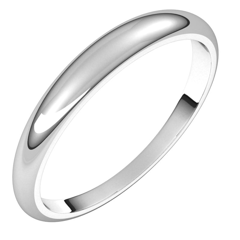 14K White 3 mm Half Round Tapered Band Size 8