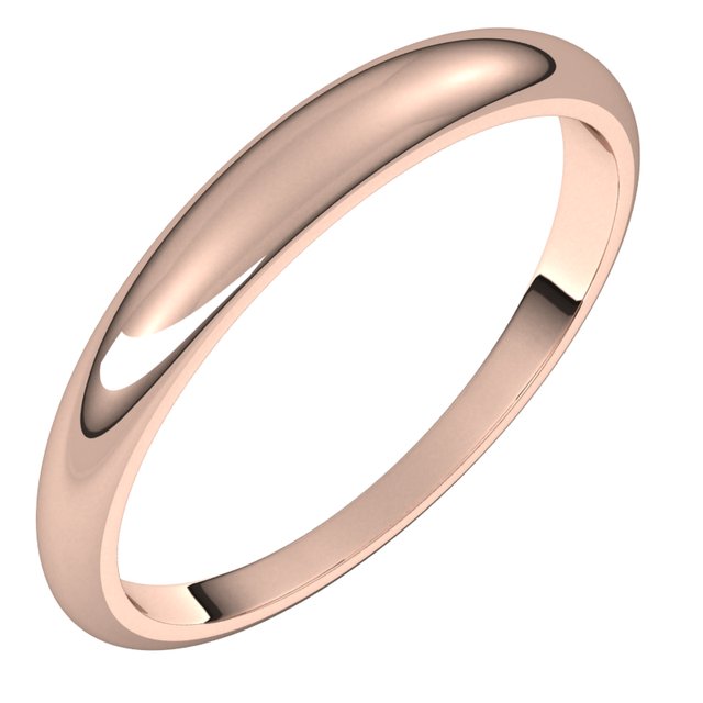 14K Rose 3 mm Half Round Tapered Band Size 8