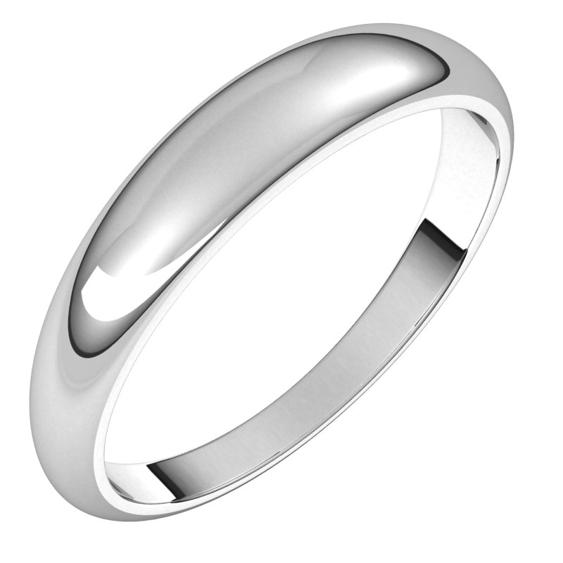 14K White 4 mm Half Round Tapered Band Size 8