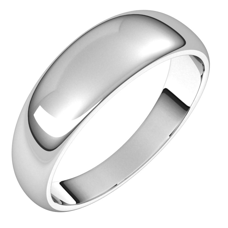 14K White 6 mm Half Round Tapered Band Size 8