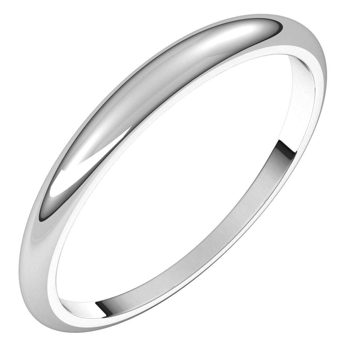 14K White 2.5 mm Half Round Tapered Band Size 9.5