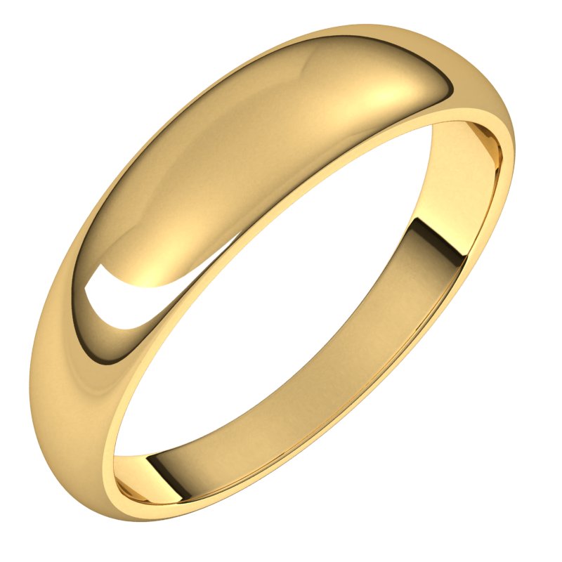 14K Yellow 5 mm Half Round Tapered Band Size