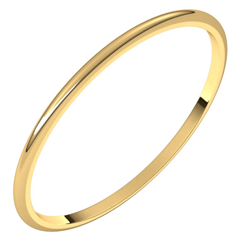 10K Yellow 1 mm Half Round Ultra-Light Band Size 4