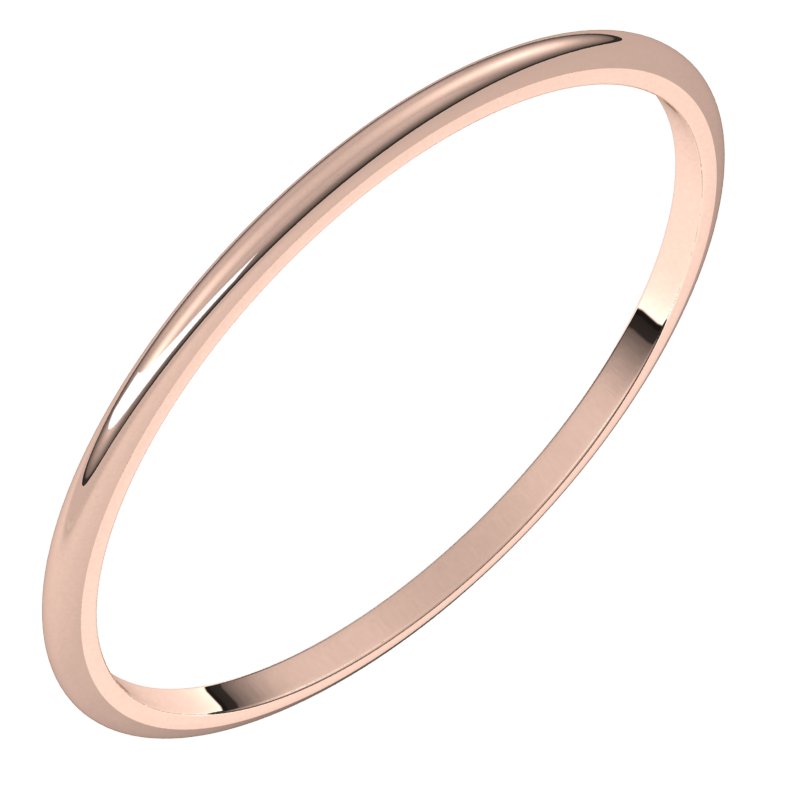 10K Rose 1 mm Half Round Ultra-Light Band Size 4