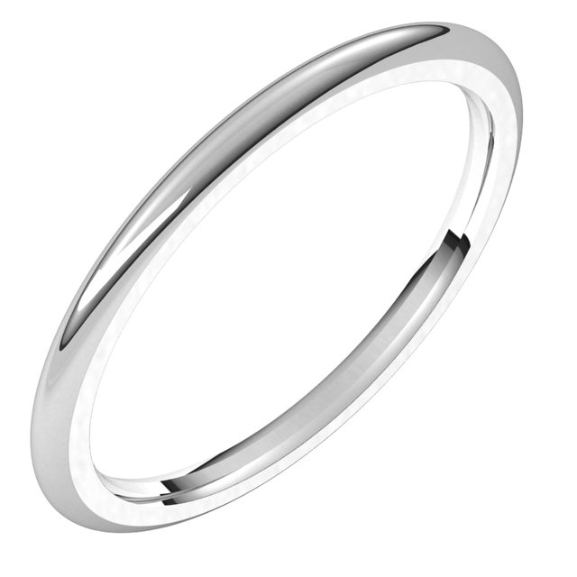 14K White 1.5 mm Half Round Comfort Fit Band Size 10
