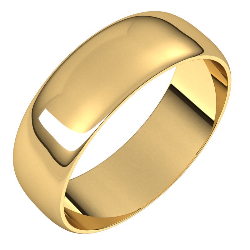 18K Yellow 6 mm Half Round Ultra-Light Band Size 19.5