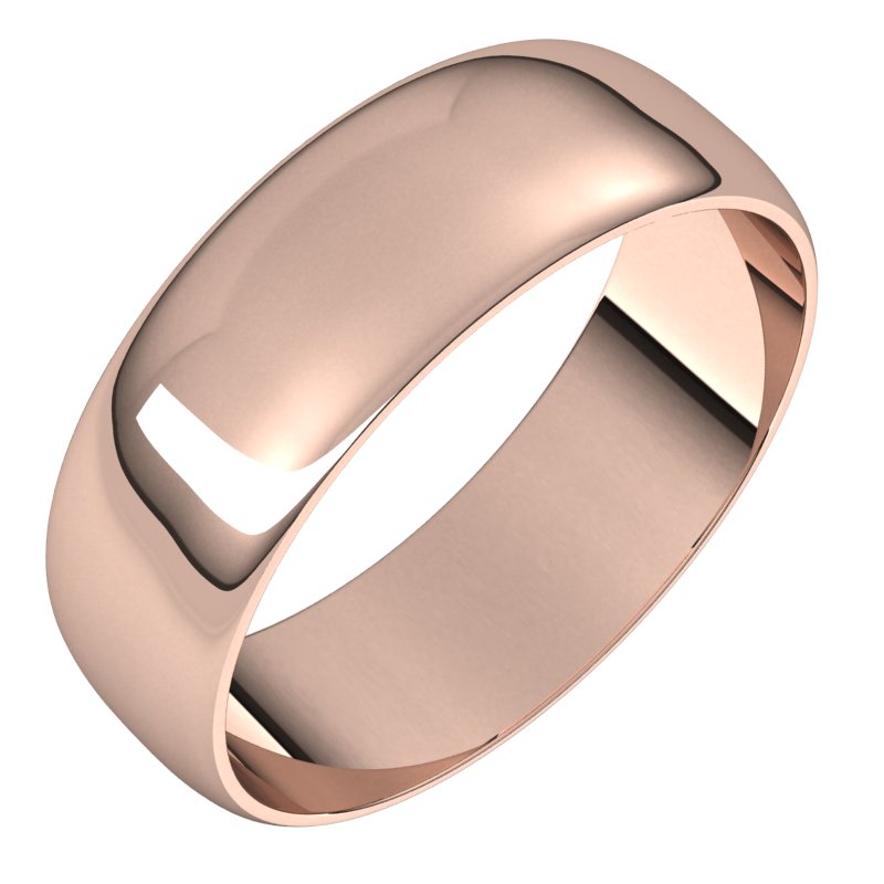 14K Rose 6 mm Half Round Ultra-Light Band Size 10